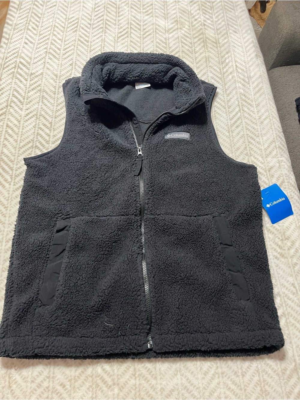 Columbia Women Medium Black Sherpa Vest with Full Zip